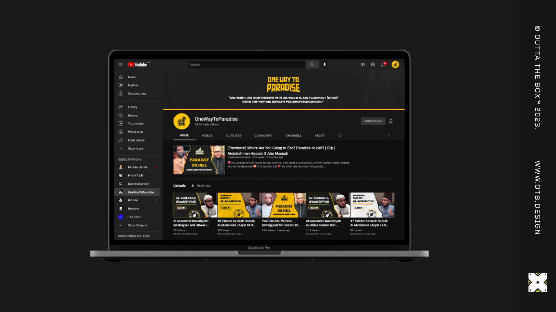 One Way to Paradise YouTube channel design